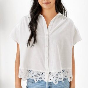 NWT American Eagle white lace button up resort camp shirt